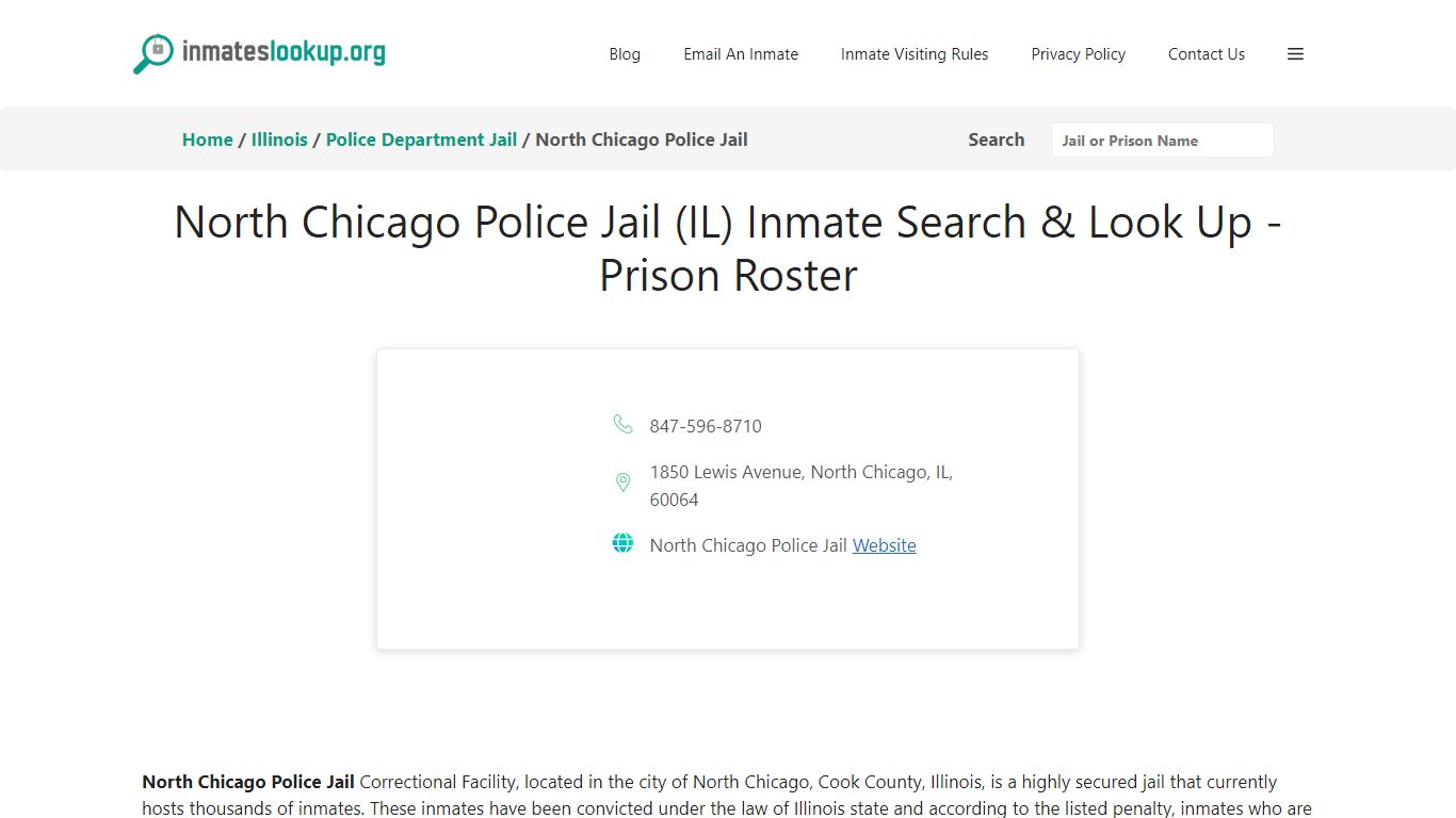 North Chicago Police Jail (IL) Inmate Search & Look Up - Prison Roster