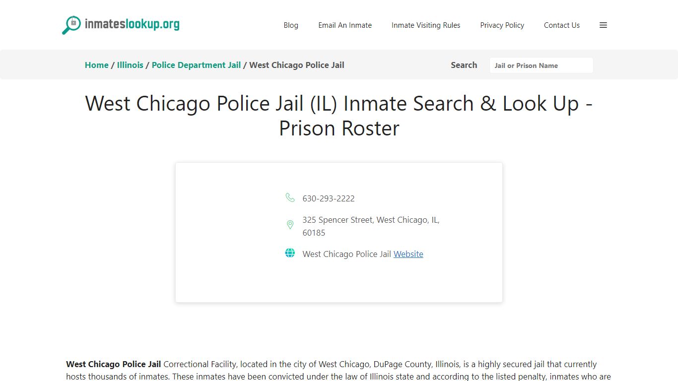 West Chicago Police Jail (IL) Inmate Search & Look Up - Prison Roster